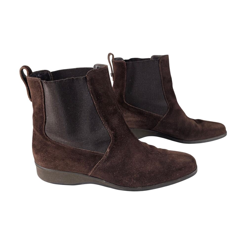 SALVATORE FERRAGAMO WOMEN’S SUEDE ANKLE BOOTS SIZE 6B - WEDGE HEEL VINTAGE ITALY